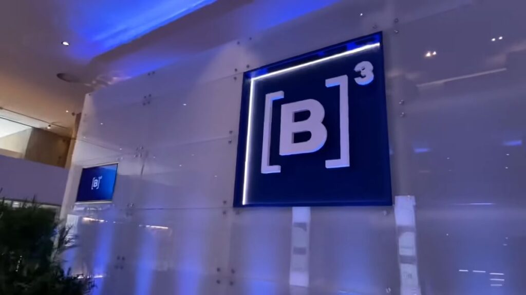 Imagem representando a B3, mostrando uma imagem interna com o logo da B3.
